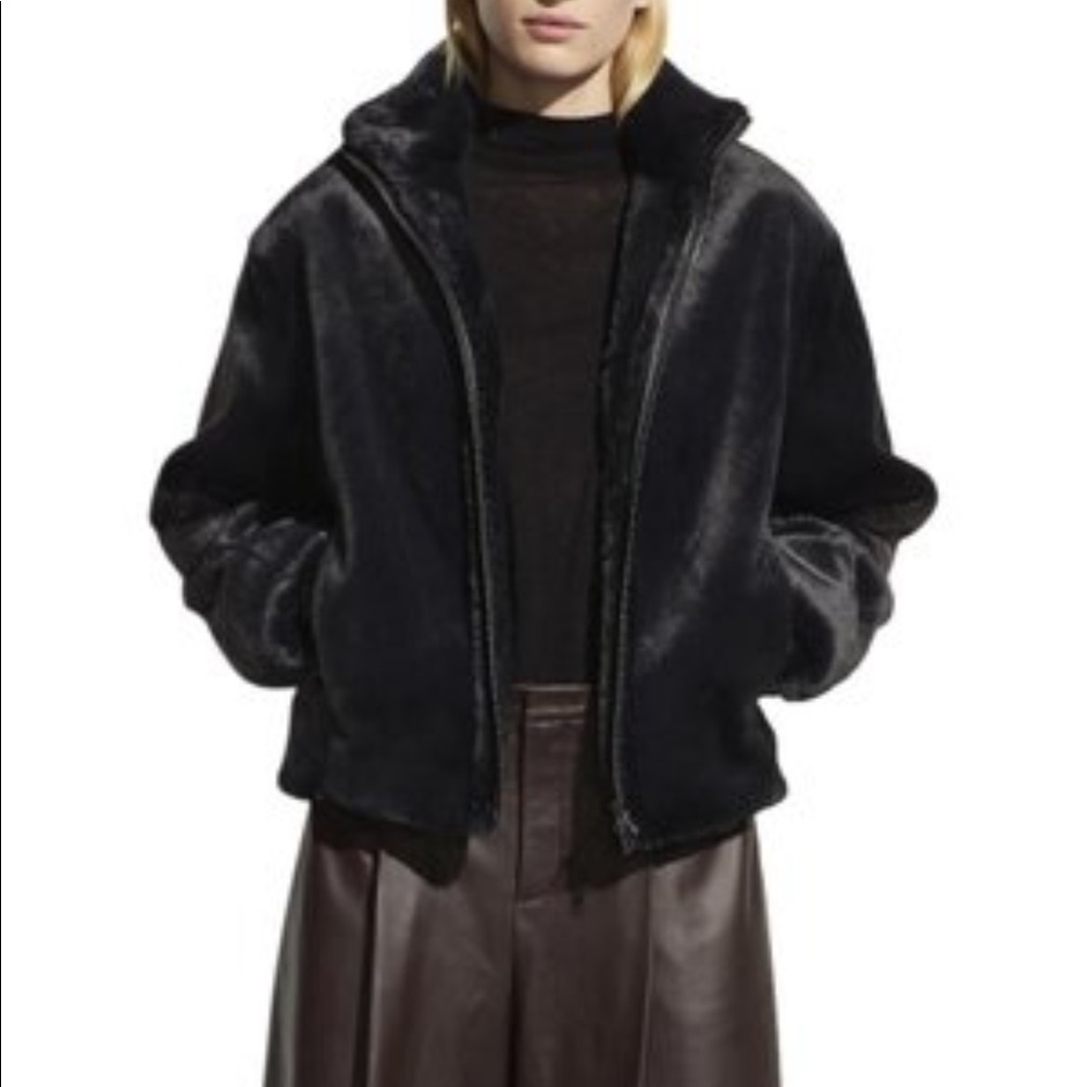 VINCE black faux fur jacket XS excellent condition $495